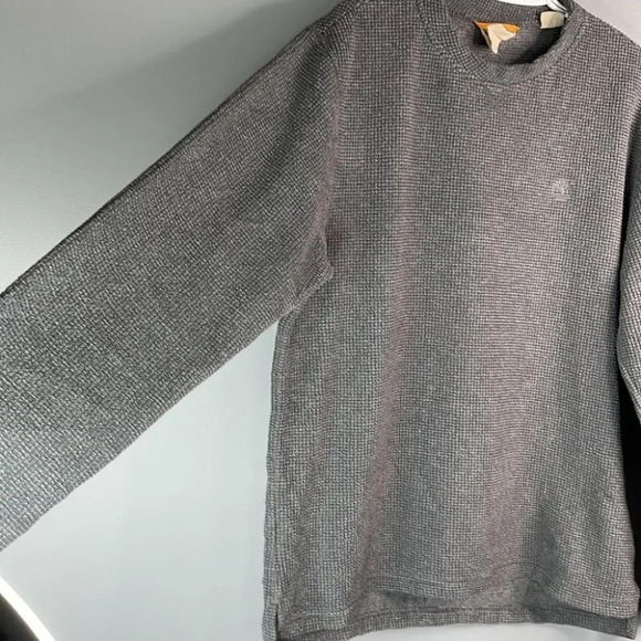 TIMBERLAND Mens Grey Thermal Crewneck Sweater Gorpcore Waffle-knit Layer Size M - Picture 6 of 10
